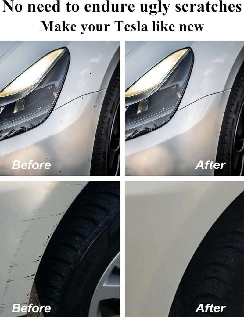 SYOAUTO طلاء تصحيح كويك سيلفر PN00 مناسب لتيسلا موديل Y 3 مجموعة إصلاح طلاء تيسلا قلم طلاء مع طرف وفرشاة 2 في 1 قلم طلاء تصحيح تلقائي 0.4 أونصة (كويك سيلفر PN00) - Image 5